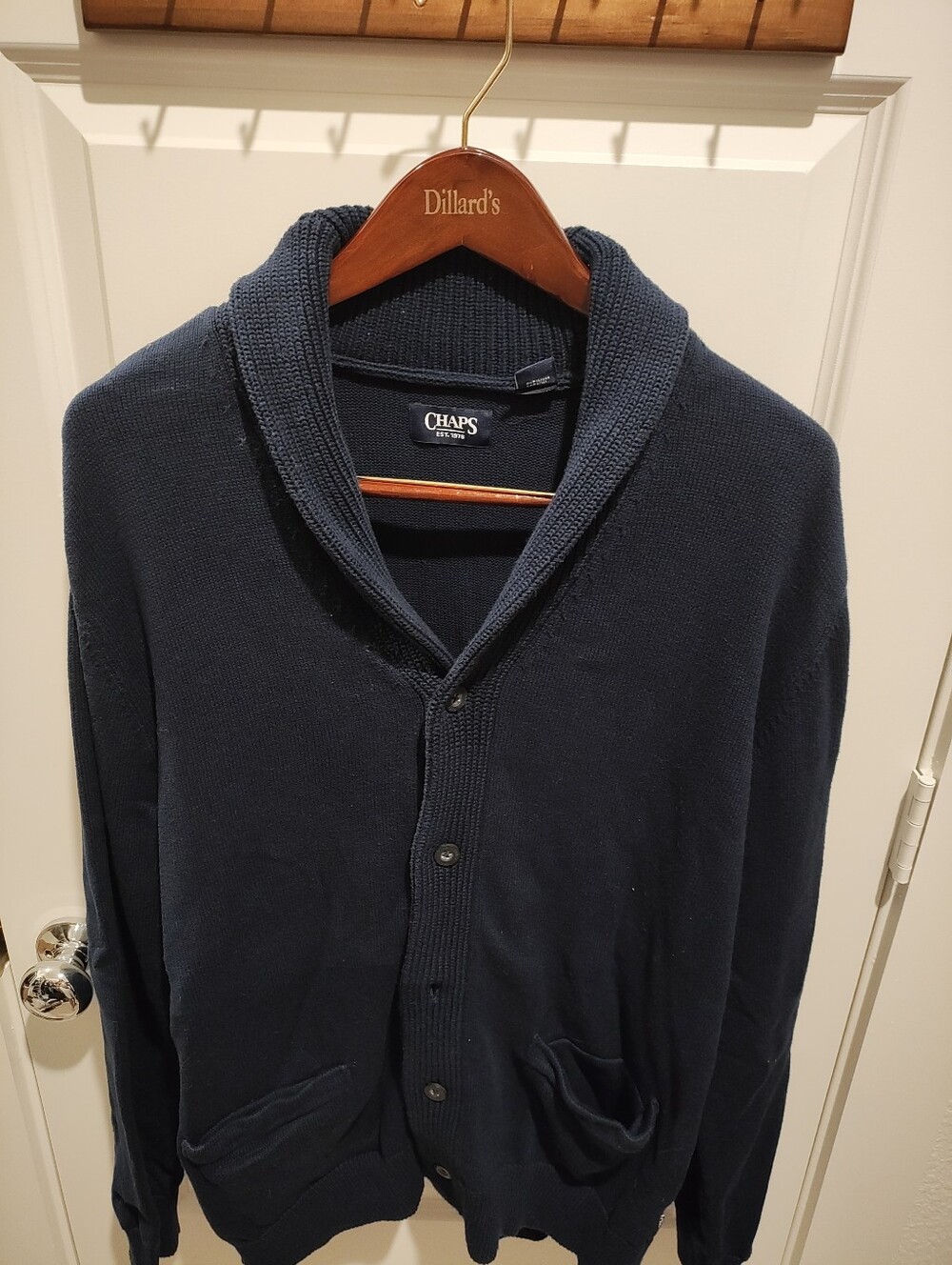 Chaps Men's Dark Navy Shawl Collar Cardigan